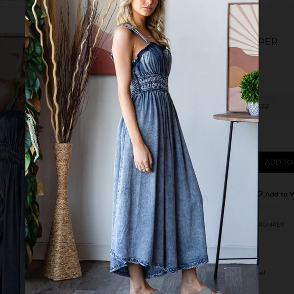 Oli & Hali Washed Blue Wide Leg Jumpsuit - Picture 5 of 9